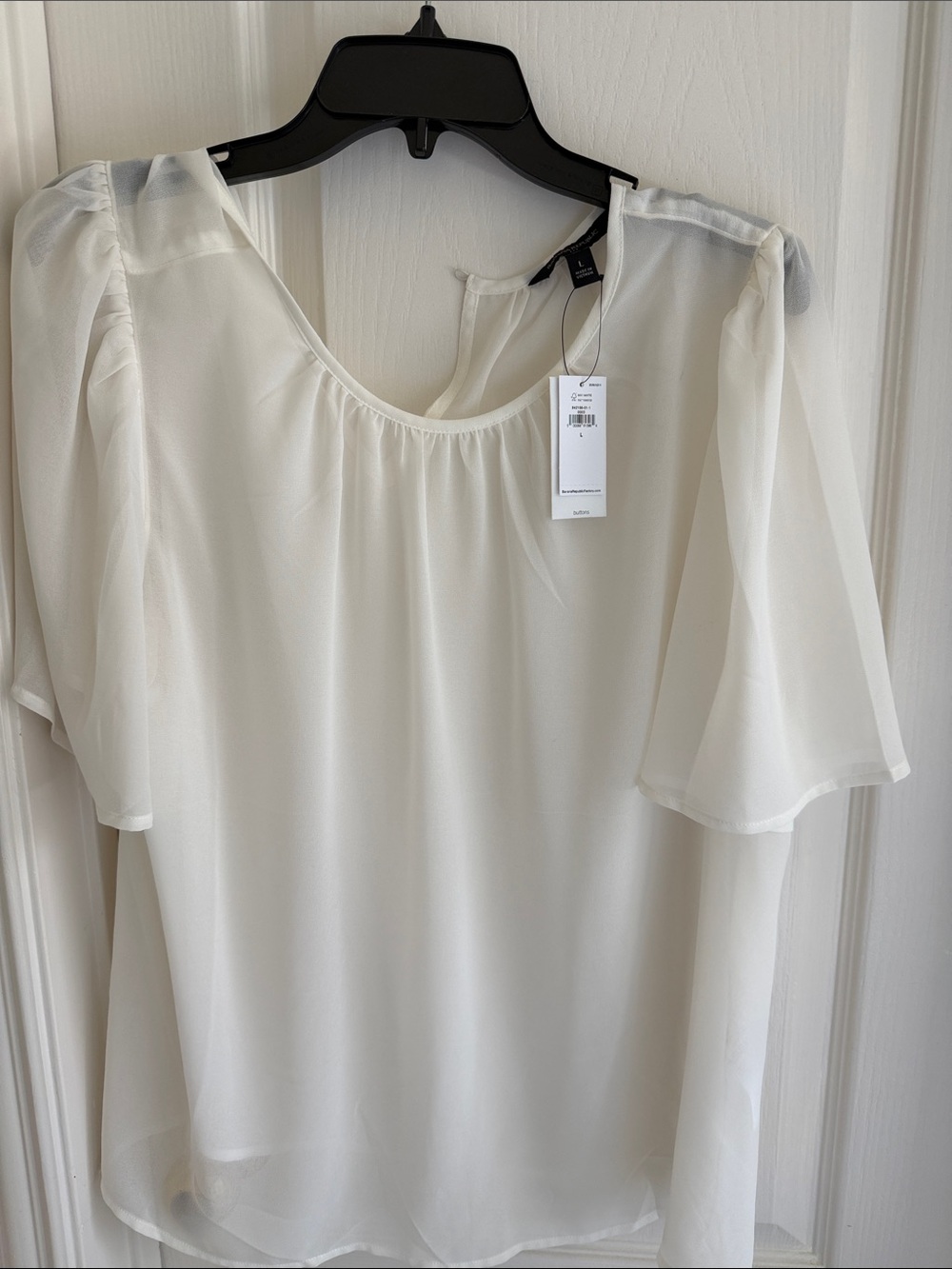 Banana Republic Sheer Ivory Puff Sleeve Blouse